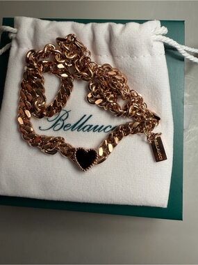 Bellaucci Rose Gold Heart Black Heart Chain Necklace